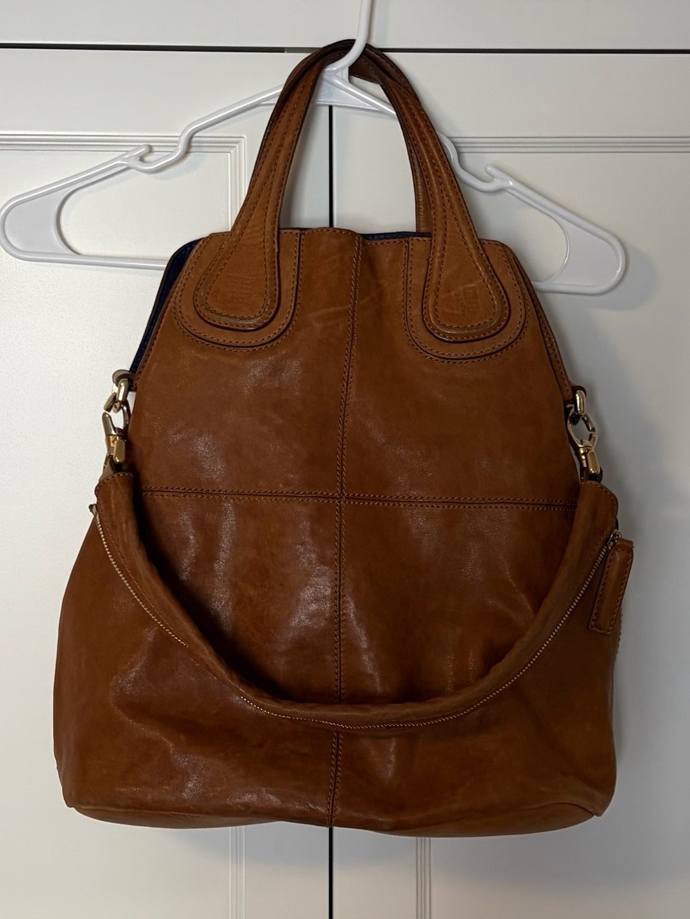 Givenchy Nightingale Large Leather Satchel Bag Cognac Brown